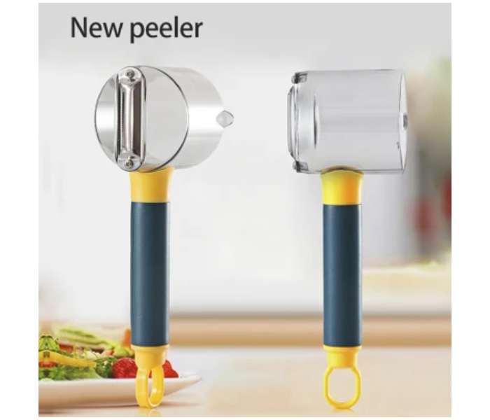 Super Grip Fruit and Vegetable Peeler with Container - Blue and Yellow - Zoom Image 6