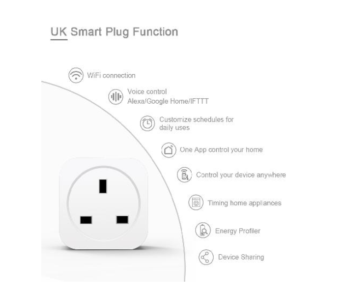 UK Wifi Smart Plug 16A Socket - White - Zoom Image 2