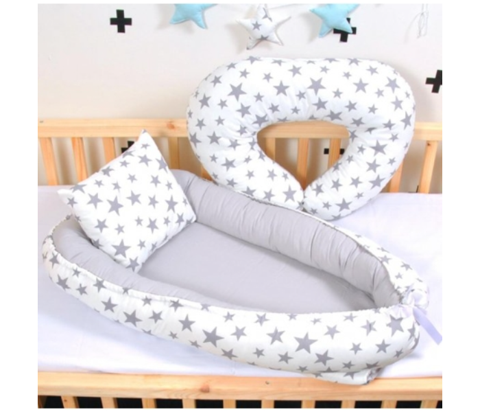 3921 Baby Crib Bed Mom Gift As A Breastfeeding Pillow - White and Grey - Zoom Image 1