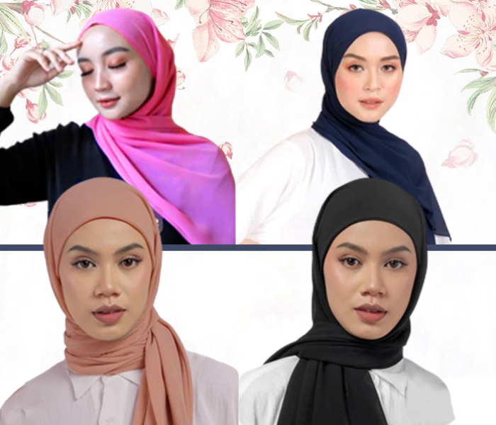 4 Pieces Hijab Cap Headscarf Head Wraps Plain - Zoom Image 2