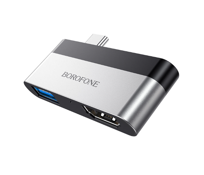 BOROFONE DH2 Type-C To Hdmi and USB 3.0 Adapter - Black and Silver - Zoom Image 3