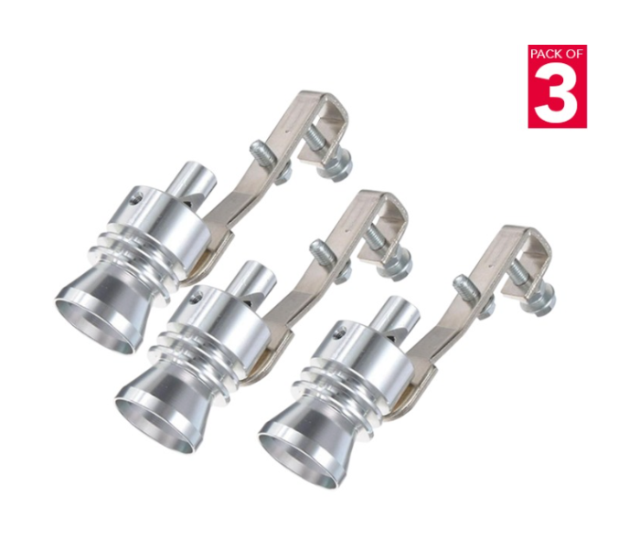 Set of 3 Universal Motorbike Turbo Whistle Pipe Car Exhaust Sound Muffler XL - Silver - Zoom Image 1