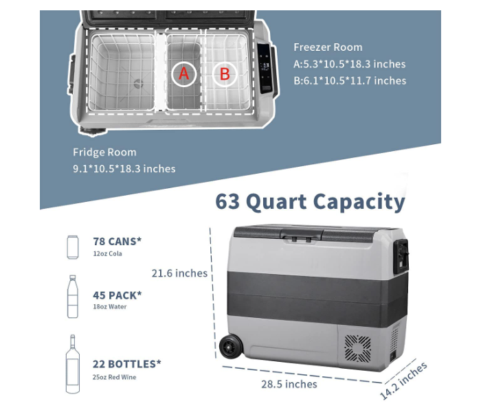 60 Litre Portable Dual Temperature Control Smart Fridge -  USB Socket, adjustable temperature control (-20℃～+20℃) - Zoom Image 7