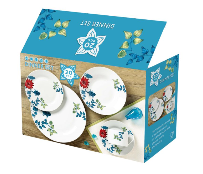 Dinex W240 20 Piece Family Dinner Set - Blue and White - Zoom Image