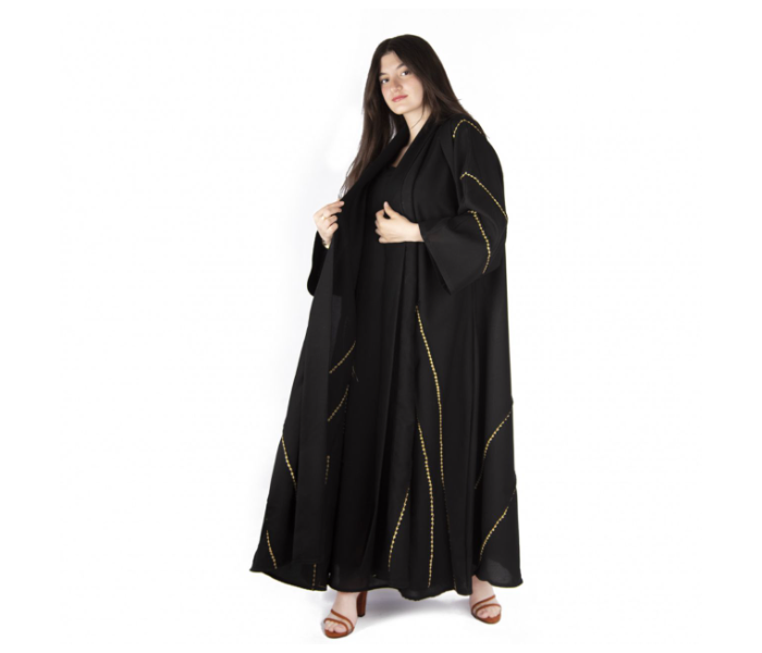 Reem R1096 Luxury Arab 52 Sized Abaya For Women - Black  - Zoom Image 3