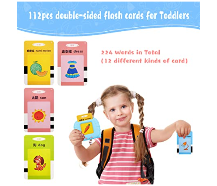 Generic Talking Flash Cards Educational Toddlers Learning Toys with Reading Machine112 Cards for 2-6 Years Old Boys Girls Preschool Montessori Toy Birthday Gift for Kids - Zoom Image 3