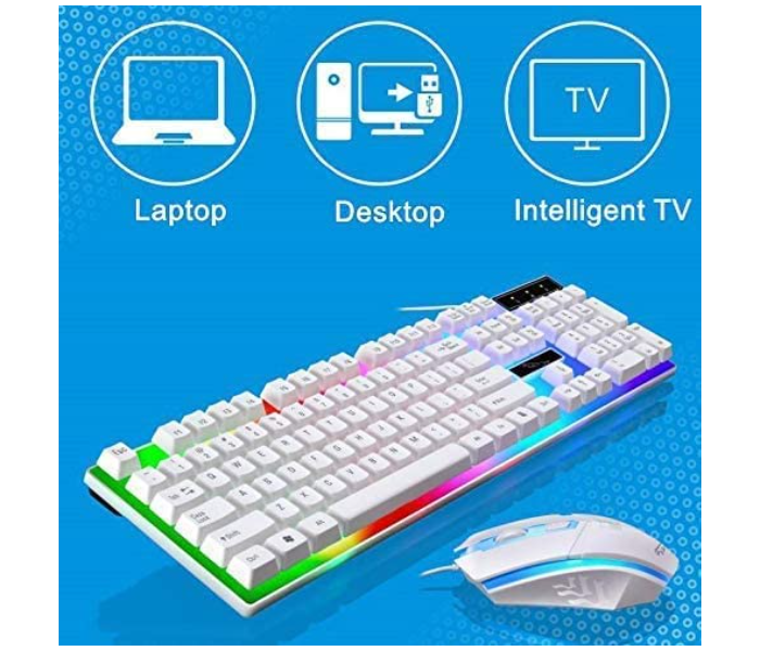 G21 Flexible Polychromatic LED Lights Keyboard Wired USB Gaming Mouse Set - White - Zoom Image 3