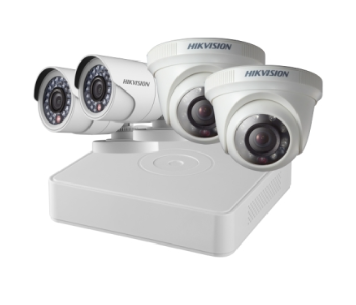 Hikvision DS-J142I/7104HQHI-K1+2+2CAM 2 Camera Set Turbo HD DVR - Black and White - Zoom Image