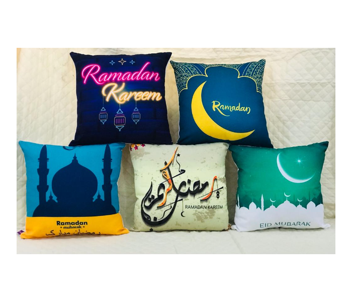 TUD Ramadan Mubarak Printed Pillow Case For Home Decorative Sofa Armchair Bedroom Living Room - Black and Yellow - Zoom Image 4