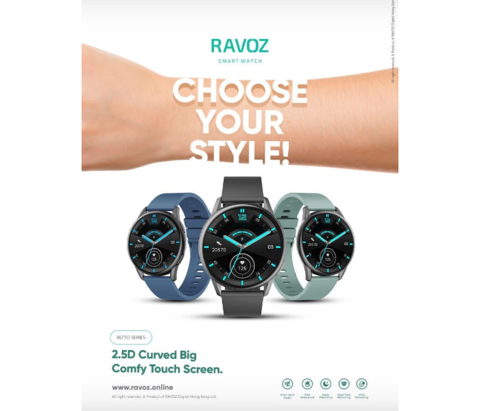 Ravoz Rizto Series Smart Watch - Black - Zoom Image 4