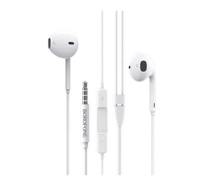 BOROFONE BM30 Original Series Wire Control Earphones With Mic 3.5 Aux - White - Zoom Image 1