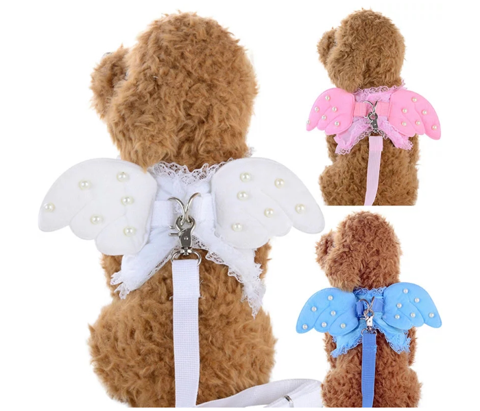 Oem Size Medium Pearl Cute Angel Wing Pet Dog And Cat Harness Pet Vest With Adjustable Leash For Small Dogs - White - Zoom Image 2