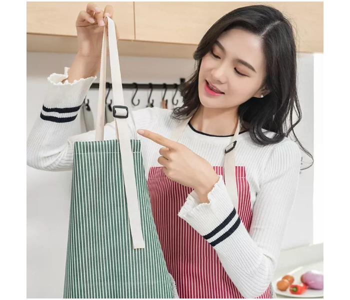 OEM Waterproof and Oil Proof Kitchen Apron with Pocket and Wipeable Stripes - Green - Zoom Image 4