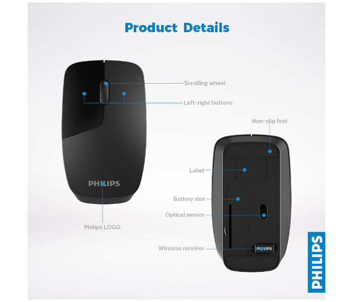 Philips SPK7402B-00 Wireless Mouse - Black - Zoom Image 5