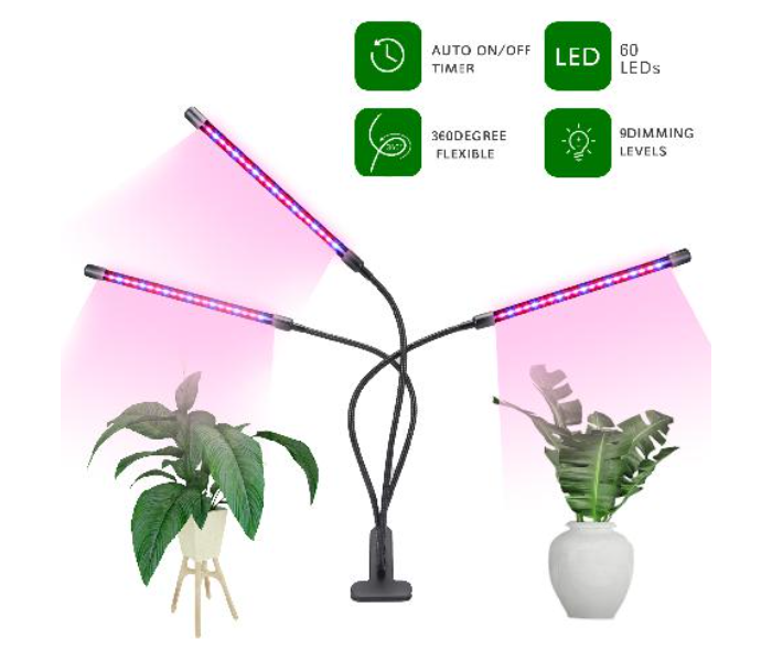 40W LED Table Grow Light -3 Heads With Chip - Black - Zoom Image 1