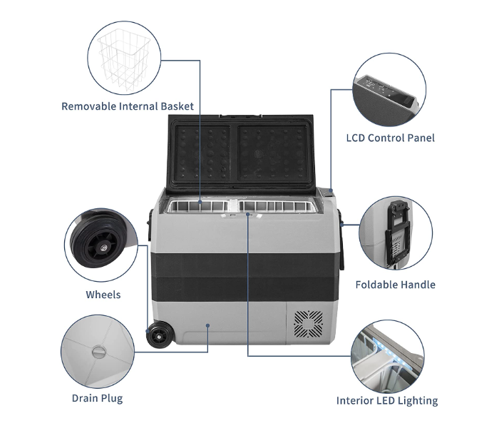 60 Litre Portable Dual Temperature Control Smart Fridge -  USB Socket, adjustable temperature control (-20℃～+20℃) - Zoom Image 6