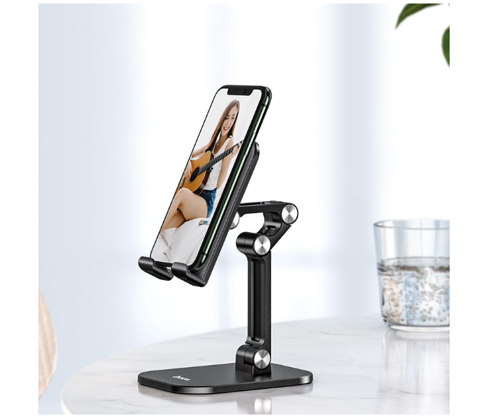 Hoco PH34 Excelente Double Folding Desktop Stand For Mobile Phones Tablet And Pc - Black - Zoom Image 2