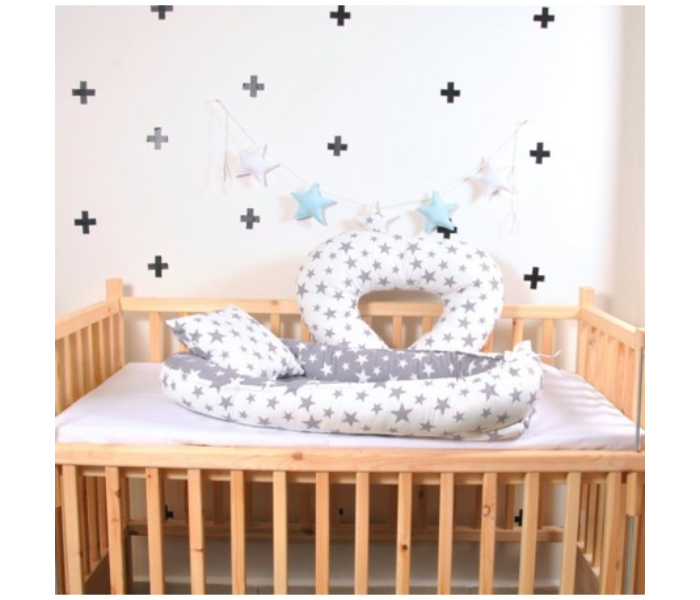 3941 Baby Crib Bed Mom Gift As A Breastfeeding Pillow - White and Grey - Zoom Image 3