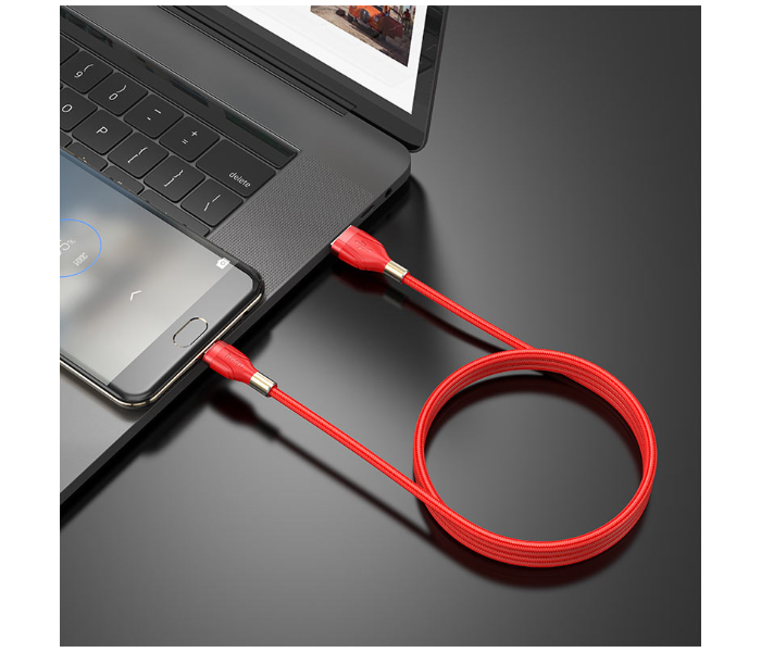 Hoco U92 Gold Collar Charging Data Cable For Micro - Red - Zoom Image 2