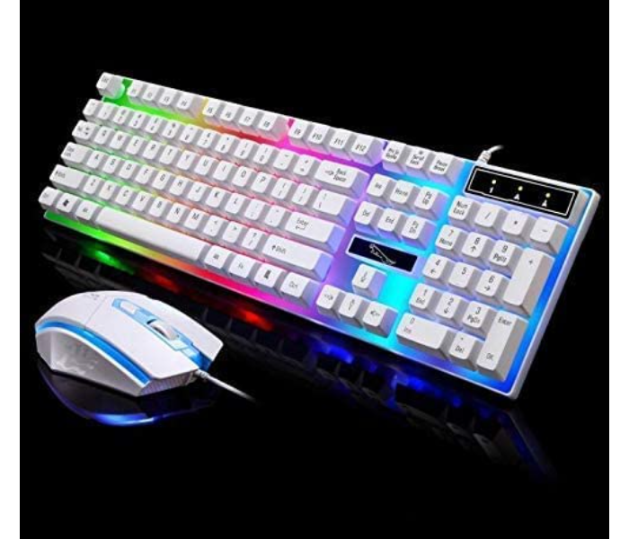 G21 Flexible Polychromatic LED Lights Keyboard Wired USB Gaming Mouse Set - White - Zoom Image 2