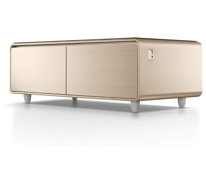 Futuristic Coffee Table & Fridge, Music Player,Bluetooth, AUX and USB Charge - Golden - Zoom Image 5