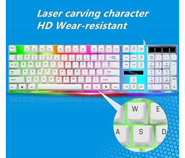 G21 Flexible Polychromatic LED Lights Keyboard Wired USB Gaming Mouse Set - White - Zoom Image 4