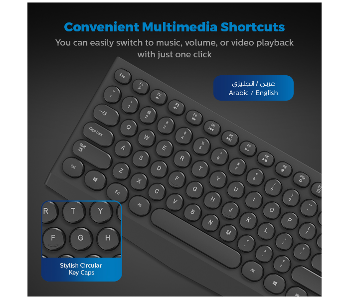 Philips SPT6323-00 Wireless Keyboard and Mouse Combo - Black - Zoom Image 3