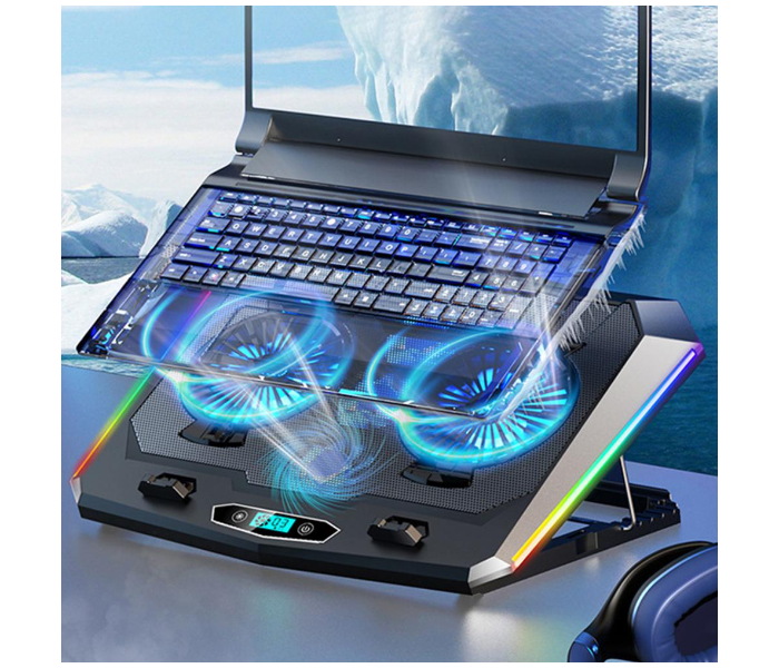 Noiseless RGB Laptop Powerful Cooling Fans for Gaming - Black  - Zoom Image 2