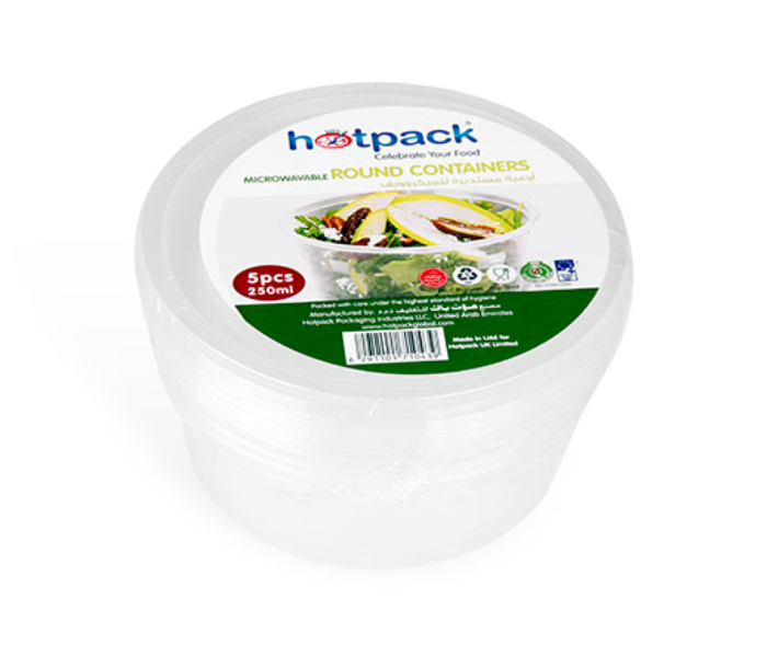 Hotpack HSMMP250 5 Pieces 250ml Microwave Container Round - White - Zoom Image 1