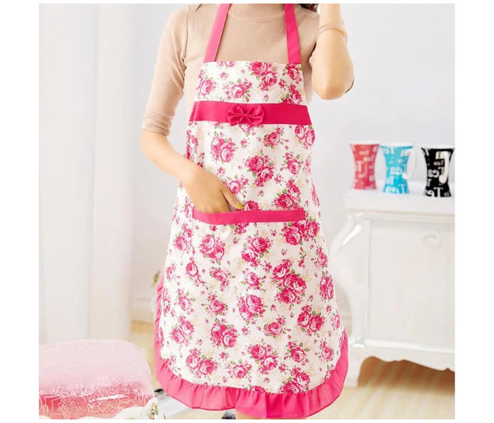 Floral Design Kitchen Apron - Pink - Zoom Image