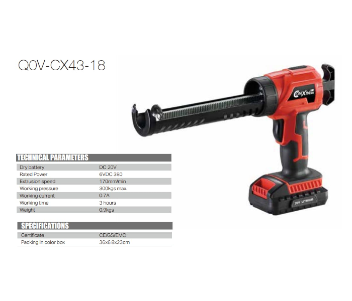 Conxin Q0V-CX43-18 Electric Cordless Caulking Gun - Zoom Image 2