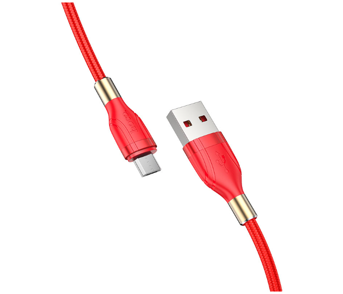 Hoco U92 Gold Collar Charging Data Cable For Micro - Red - Zoom Image 1