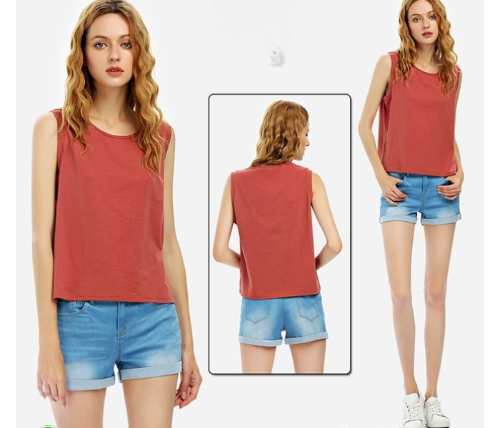 Quny RMC-10109 Sleeveless Small Sized Short Top for Women - Red - Zoom Image