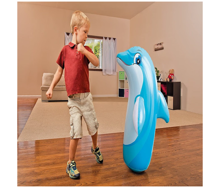 GTC 22000685 Inflatable Dolphing Punching Bag Toy for Kids - Blue and White - Zoom Image 4