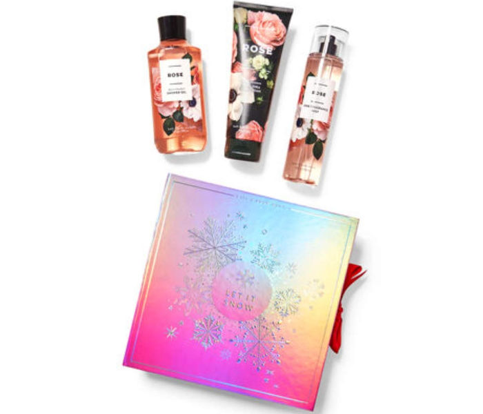 Pack of 3 Piece Bath and Body Works Rose Let It Snow Gift Box Set  - Zoom Image 1