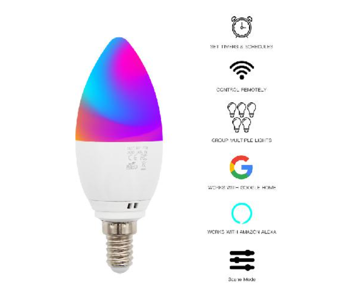 Wink C37 5W E14 Rgb Wifi Candle Bulb - White - Zoom Image 2