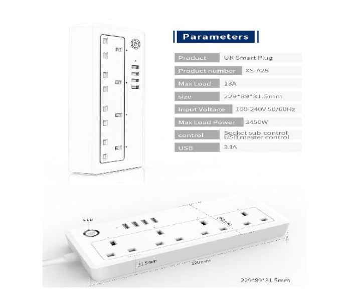 Wink Wifi Power Strip 4 Way 4 USB - White - Zoom Image 2