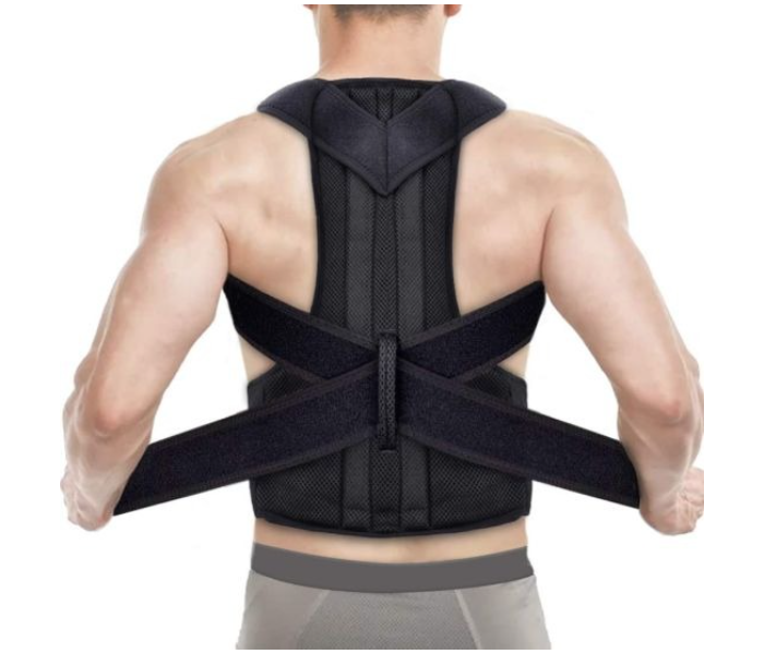 Unisex Adjustable Back Support Posture Corrector Back Support - Black - Zoom Image 1