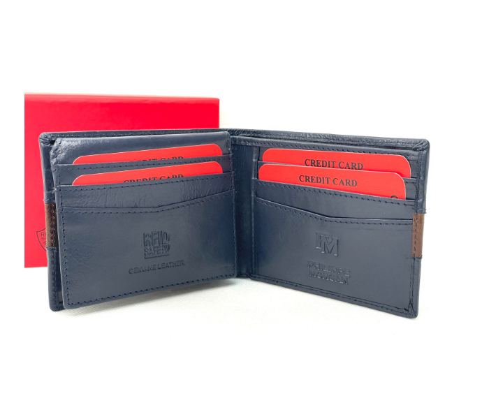 Philippe Morgan PM120 Stylish Leather Wallet - Navy Blue - Zoom Image 1