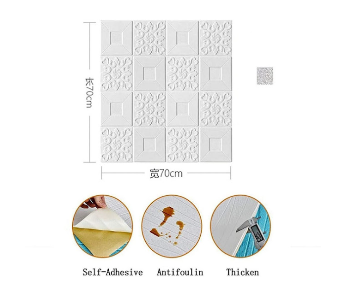 GTC 22000745 10 Pcs Self-Adhesive Waterproof Removable 3D Brick Wall Panels Sticker Wallpaper - White - Zoom Image 4