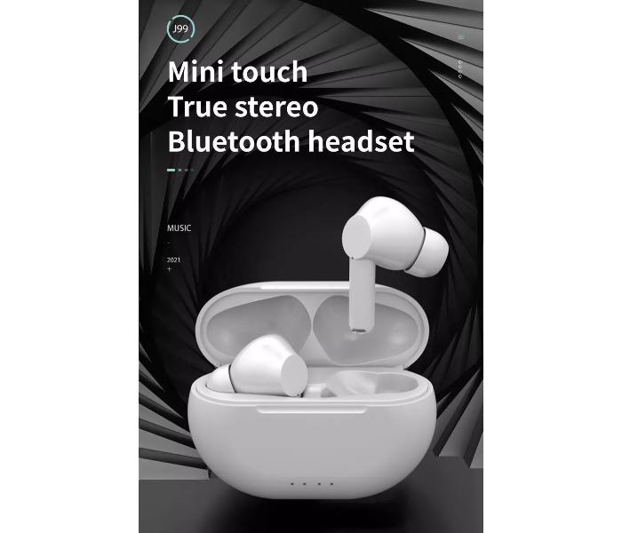 J99 Mini Touch True Stereo Bluetooth Headset - White - Zoom Image 2