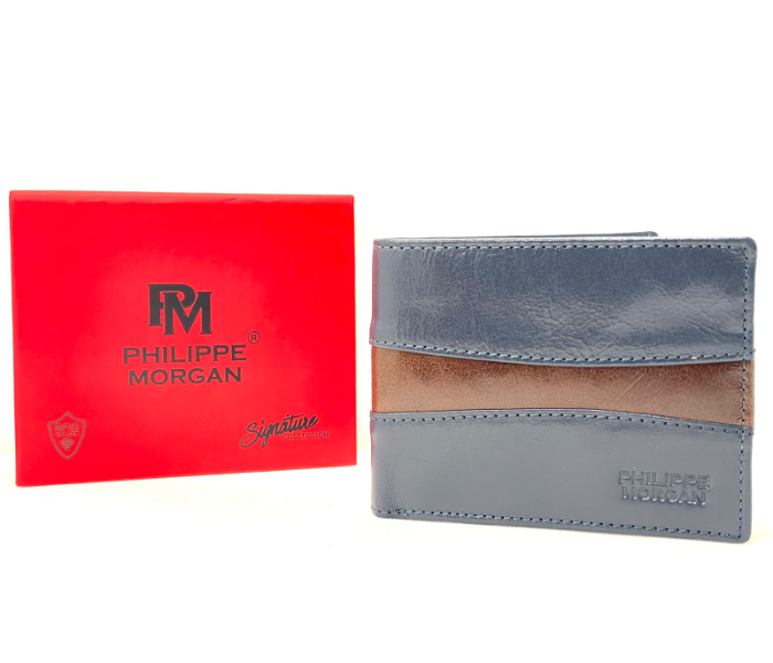 Philippe Morgan PM120 Stylish Leather Wallet - Navy Blue - Zoom Image 2