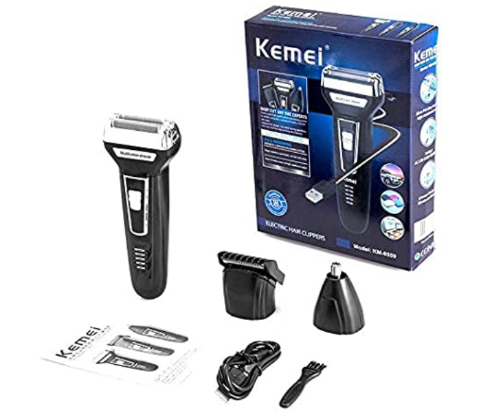 3 in 1 Rechargeable Waterproof Electric Razor for Men - Black - Zoom Image 3