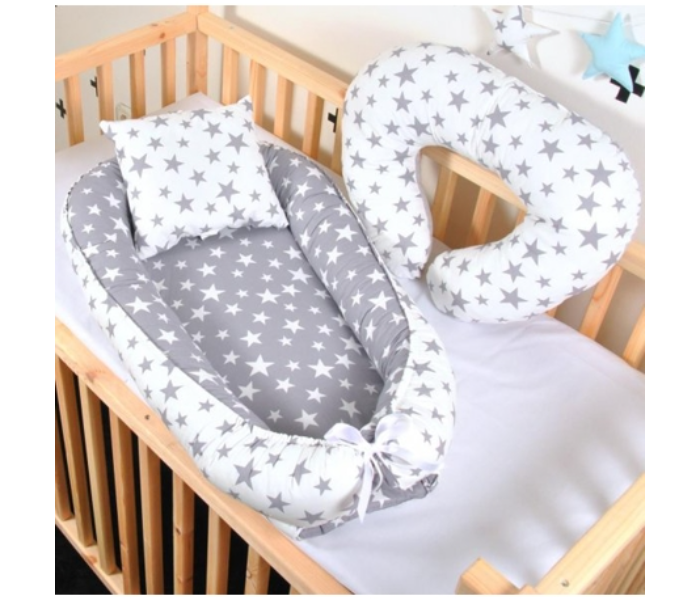 3941 Baby Crib Bed Mom Gift As A Breastfeeding Pillow - White and Grey - Zoom Image 2