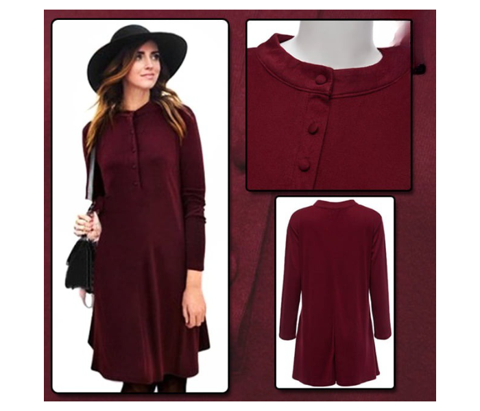 Quny RMC-10144 Full Sleeve Medium Sized Long Top for Women  - Maroon - Zoom Image