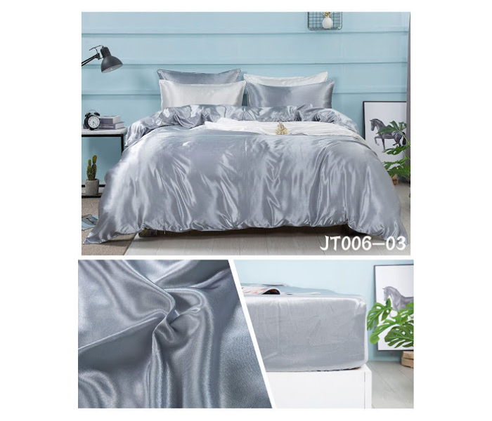 GTC 22000743 4 Pieces Satin Silk Solid Color Bedding Set - Grey - Zoom Image 2