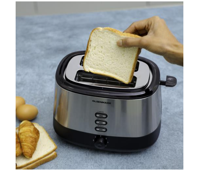 Olsenmark OMBT2476 870Watts 2 Slice Pop-Up Bread Toaster - Black and Grey - Zoom Image 1