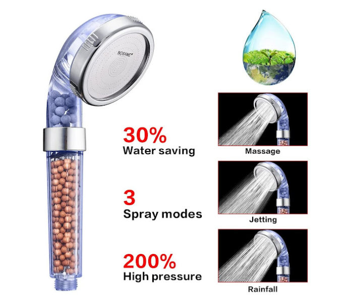 GTC 22000706 High Pressure Water Saving Showerhead with Filter Beads and Handheld Spray - Silver - Zoom Image 2