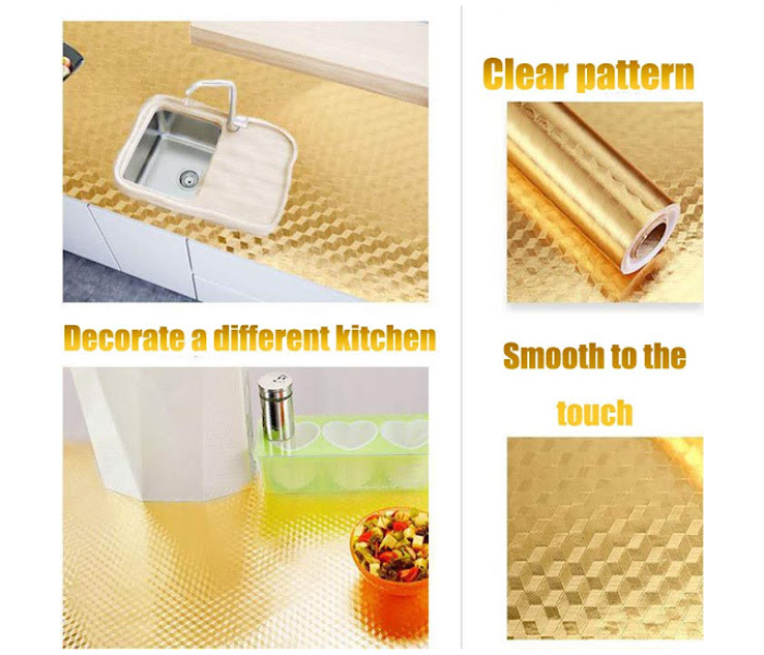 GTC 22000749 3 Meter Self Adhesive Kitchen Oil-Proof Waterproof Sticker - Gold - Zoom Image 2