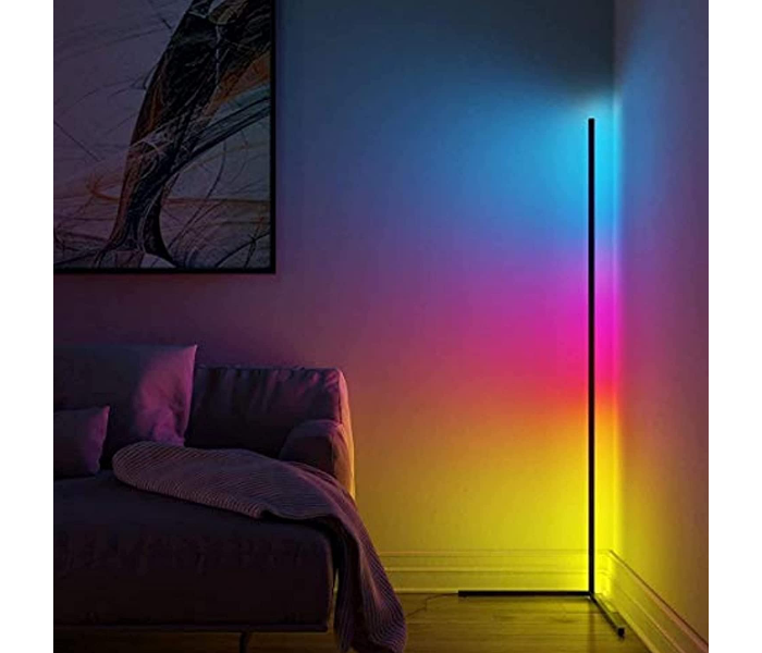 LED Corner 140cm Floor Lamp RGB Color Changing Standing Lamp Soft Lighting Home Minimalism Warm Atmosphere For Living Room Bedroom Children Room With Remote -RGB - Zoom Image 2